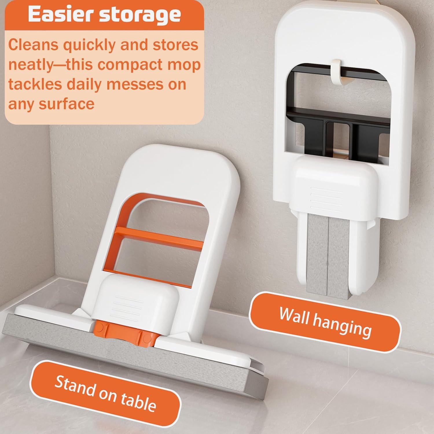 Khedu Fab® Mini Foldable Desktop Mop – Portable Cleaning Sponge Mop Handheld Self-Squeeze Sponge Cleaning Tool – Wet and Dry Use Cleaning System for Small Spaces – Bathroom, Kitchen(Pack of 1)